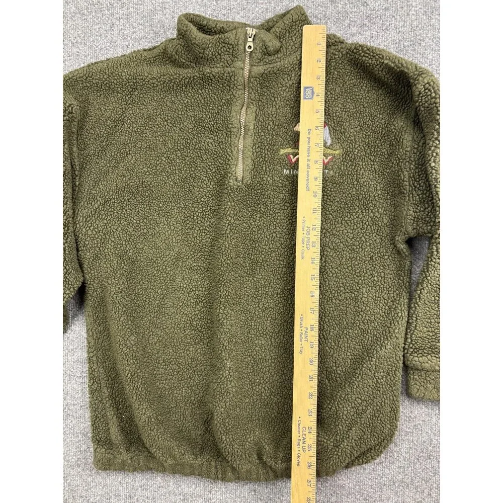 Vintage Art Unlimited Jacket Mens Large Green Berber Fleece 1/4 Zip Minnesota‎